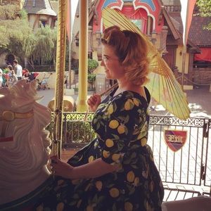 The Pretty Dress Company lemon navy blue dress